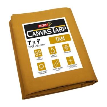 Imagem de Mytee Products Lona De Bege 7' X 9' 12 Oz Com Ilhós - Resistente À Água Para Serviços Pesados, Capa Multiuso Cobertura Barraca, Teto, Camping, Caminhões E Carga