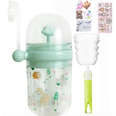 Imagem de viva story Garrafa de água com spray de baleia azul com canudo para viagem, copo de bebida, copo de plástico de desenho animado para festa de piquenique, presente de aniversário (cordeiro verde, 250