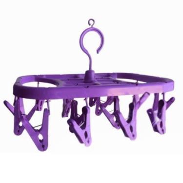 Imagem de Roupa Íntima, Dobrável, Multiuso, Com 16 Ou 26 Prendedores, Calcinha, Cueca, Sutiã, Biquíni E Meias(VARAL 16 Prendedores ROXO,Varal)