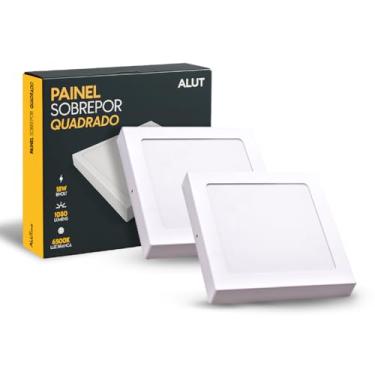 Imagem de Kit 2 Unidades ALUT Painel LED de Sobrepor Quadrado, 18W Plafon 6500K Branco Frio, Luminária Bivolt Slim de Instalação Rápida