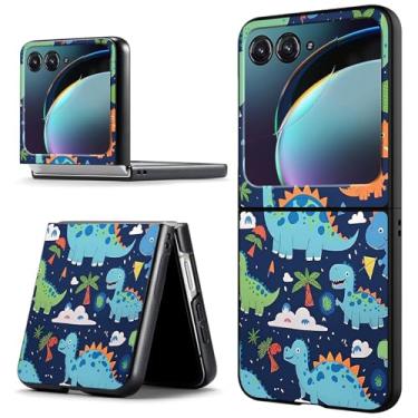 Imagem de ACWDMKH Capa para Motorola Moto Razr 2024, capa de celular para Moto Razr 50 fofa fina rígida PC ultrafina anti-arranhões à prova de choque, dinossauros de desenhos animados