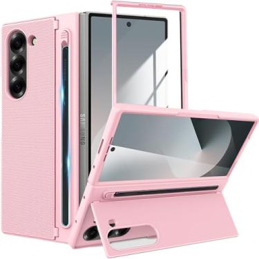 Imagem de YQODSZ Capa para Samsung Galaxy Z Fold 6 com suporte para caneta S, capa dobrável 6 com suporte, protetor de tela frontal, capa protetora de policarbonato rígido à prova de choque resistente a