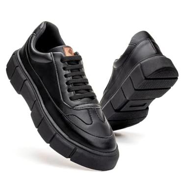 Imagem de Tênis Masculino Oversized Sneaker Plataforma Sola Alta Estilo Casual (Preto/Preto, BR, Adulto, Numérico, 39)