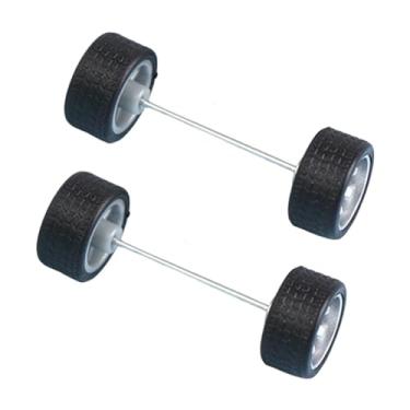 Imagem de EHJRE Conjunto de 2 Rodas em Escala 1/64 com Eixos de Haste Redonda E Aros de Liga Leve para Modelos, Prata, Tamanho real