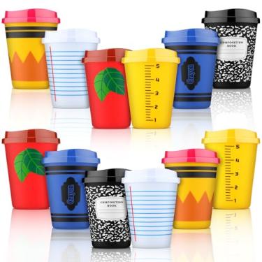 Imagem de Skylety 12 peças presente de agradecimento do professor presentes de Natal a granel para professores copos de agradecimento 340 g copos de café de plástico reutilizáveis com tampas