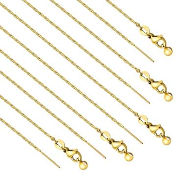 Imagem de YOUBEIYEE Pacote com 10 colares de aço inoxidável banhados a ouro com corrente fina ajustável para fabricação de joias