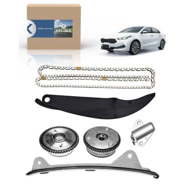 Imagem de KELOKE Kit de corrente de distribuição do motor, com rodas dentadas de eixo de comando VVT, entrada e escape, compatível com Hyundai Elantra Kona Veloster 2.0L 2017-2021 e Kia Forte 2.0L 2017-2021