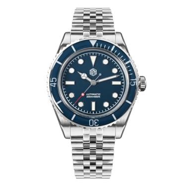 Imagem de Relógio de pulso masculino San Martin SN0133G, 40 mm, 20 bar, mergulho, mecânico, automático, luxuoso, à prova d'água, cristal de safira, luminoso, Azul/Ben