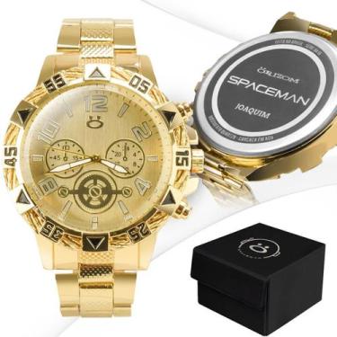 Imagem de Relogio + Banhado Ouro Aço Inox Personalizado Masculino Dour - Orizom