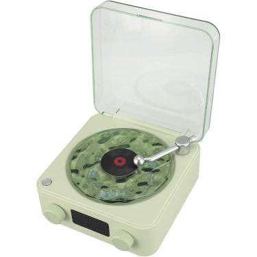 Imagem de Caixa de Som Vitrola Toca Disco Vinil Bluetooth Cartao Tf USB Recarregavel Luz Led Musica Iluminaçao