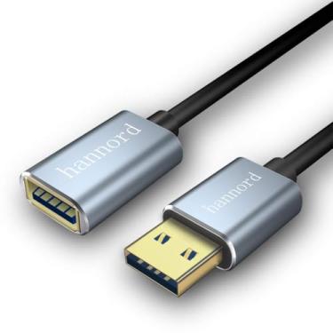 Imagem de Hannord Cabo de extensão USB macho para fêmea, cabo de extensão USB 3.0, extensor, cabo de dados para PC, teclado, impressora, Smart TV (3,3 pés)