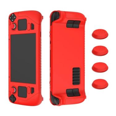 Imagem de ARFUKA Silicone Protective Case for Steam Deck with 4 Thumb Grip Caps Full-Body Protection, Anti-Scratch, Washable Enhanced Grip Sleeve & Accessories Red