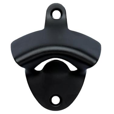 Imagem de Luwanburg Abridor de garrafa preto montado na parede de aço inoxidável 304 abridor de tampa de cerveja parafuso no poste de mesa para homem caverna cozinha casa