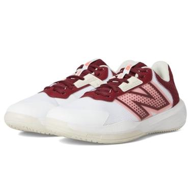 Imagem de New Balance Tênis feminino 696v6, Branco/Monarch Burgundy, 5.5 Wide