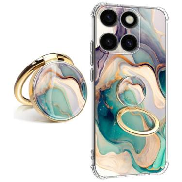 Imagem de CLATUK Capa para Motorola Moto G Stylus 2025 5G [Marble Slim] + [Proteção antiqueda à prova de choque] Capas de telefone femininas elegantes de TPU macio de 6,7 polegadas (Lago alpino com suporte)