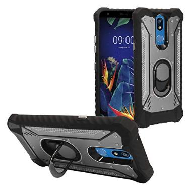 Imagem de Eaglecell - para LG K40, Harmony 3, Xpression Plus 2 (2019) LM-X420, LG Solo LTE L423DL - Capa de telefone híbrida de metal alumínio com suporte, ZY0 Gray