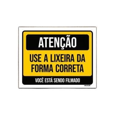 Imagem de Placa Atenção Use Lixeira Forma Correta Filmado 18X23 - Sinalizo