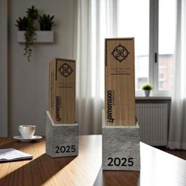 Imagem de Troféu Torre de madeira com base de concreto - 4 Dimension, 100 unidad