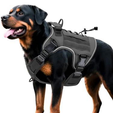 Imagem de Peitoral tático resistente para cães grandes, colete refletivo ajustável sem puxão com sistema Molle, controle de nível militar K9 para treinamento de serviço, atividades ao ar livre e mais de 10