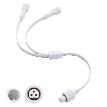 Imagem de Cabo de extensão permanente para luzes externas Govee, à prova d'água, compatível com Govee 3 pinos e cabo de extensão em forma de Y (divisor em Y (1 fêmea para 2 macho))