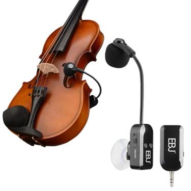 Imagem de EBJ Receptor de microfone de instrumento 2,4 G com ventosa removível para guitarra, violino, violoncelo, acordeão, alto-falantes, captação, desempenho de palco, redução de ruído ao vivo, alcance de 30