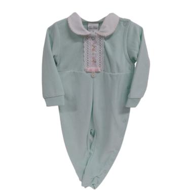 Imagem de Macacão Longo Luxo Plush Bebê Menina Bordado Paraiso 14522