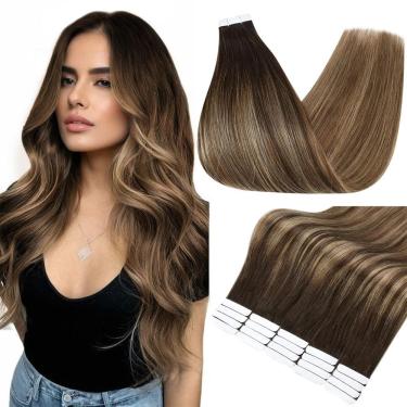Imagem de Fita adesiva Full Shine para extensões de cabelo em 40 cm, cor 2/3/27, 20 unidades