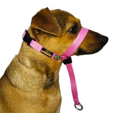 Imagem de Coleira Cabresto Para Cachorro Com Guia Anti Puxão Adestramento Ajustável Com Trava (Rosa, P)
