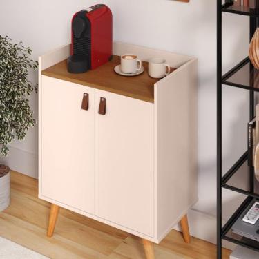 Imagem de Aparador Armario Buffet 2 portas Pés Palito Madeira Com prateleira Lar