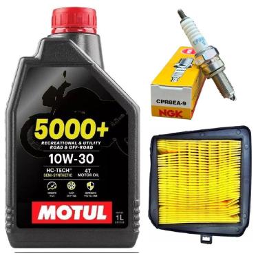 Imagem de Kit Vela Ignição Cpr8ea-9 + Motul 5000+ 10W30 + Filtro Ar Titan 150 160 Bros 150 160