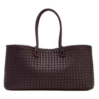 Imagem de Bolsa feminina de tecido de couro PU com 2 peças, bolsa de ombro nas axilas, bolsa Hobo, bolsa transversal, alça superior, Café, Small