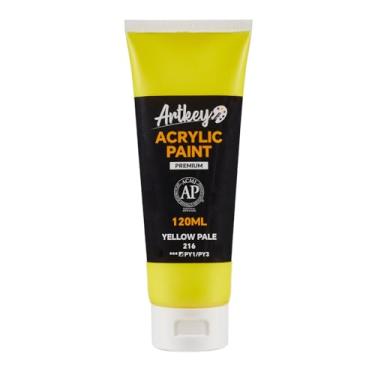 Imagem de Artkey Tinta acrílica - tubos amarelos pálidos (120 ml/115.1 g), pigmentos ricos e vibrantes, tintas acrílicas para artistas profissionais - Materiais de arte para tela, madeira, rocha, argila, tecido