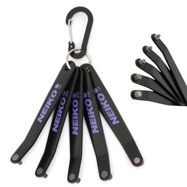 Imagem de NEIKO Conjunto hexagonal 01320A de perfil ultra baixo, 5 peças, estrutura de aço S2 resistente, SAE, profundidade de 10 mm, ponta hexagonal angular, chave de fenda dobrada para espaços apertados