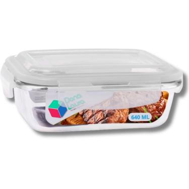 Imagem de Pote De Marmitas Fitness 640ml Vidro Resistente Retangular 1 pote