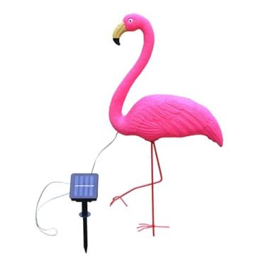 Imagem de Whtkoph Estátua de Jardim de Flamingo Rosa Movida a Energia Solar, Luz, Decoração de Quintal, Caminho de LED, Gramado, Escultura Portátil para, Páti