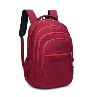 Imagem de Mochila Feminina Escolar Reforçada Bolso Notebook Vermelha