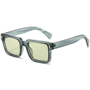Imagem de Óculos de sol de armação estreita da moda, feminino, retrô, masculino, retangular, óculos de grau, proteção UV400 (verde)