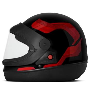 Imagem de Capacete Moto Fechado Integral Masculino Feminino Automático Pro Tork Sport Moto 788 viseira Cristal Transparente (62,PRETO - VERMELHO)