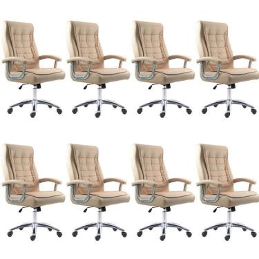 Imagem de Kit 8 Cadeiras Big Mola Ensacada Escritório Pres Giratória em Couro com Nr17 Espresso Móveis Cinza