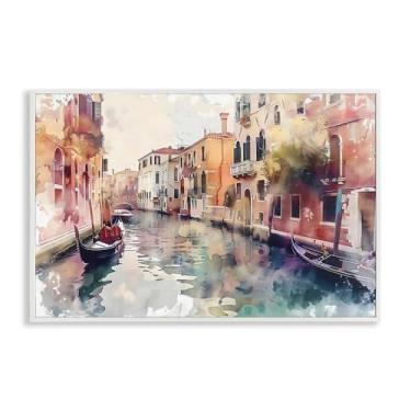 Imagem de Stupell Industries Canal de Veneza Aquarela Estilo Arte Giclée Emoldurada Branco Design por LSR Creative Studio, 50 x 76