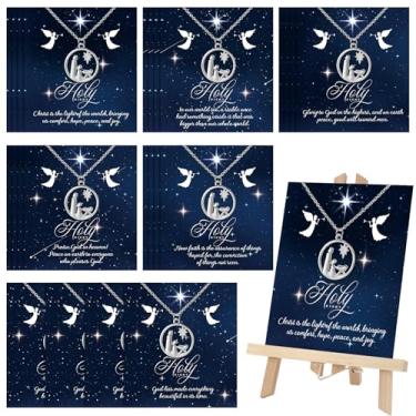 Imagem de Landical 12 conjuntos de colar de cruz cristã de Páscoa para mulheres, joias religiosas, presentes com versículos da Bíblia, cartões, about 18 inches, Aço inoxidável, Sem Pedra Preciosa