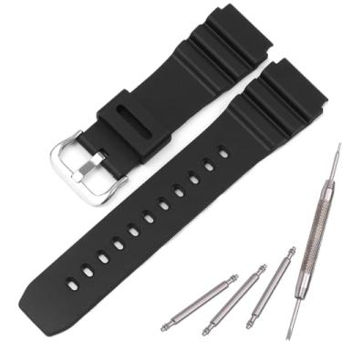 Imagem de Pulseira de silicone para relógio compatível com Casio MDV106 série AMW320R AMW320D pulseira unissex para esportes ao ar livre de 22 mm (fivela prateada)