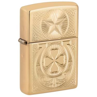 Imagem de Zippo Lucky Horseshoe Design Isqueiro de bolso de latão de alto polimento