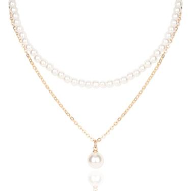 Imagem de Colar de pérola banhado a ouro para mulheres, gargantilha moderna, colar com pingente de pérola, conjunto de joias delicadas para banquetes diários de casamento