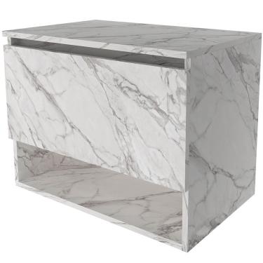 Imagem de Gabinete De Banheiro 60 Cm 1 Porta E Nicho Valente Mármore Branco