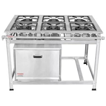 Imagem de Fogão Industrial 6 Bocas 30x30 em Aço Inox com Forno Leona