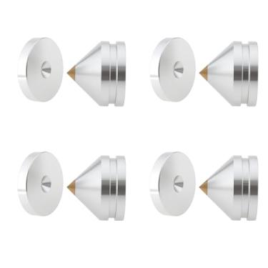 Imagem de Briny River Conjunto de 4 pinos de isolamento de liga de alumínio para alto-falantes 23 x 20 mm almofadas cônicas antivibração para toca-discos CD Player