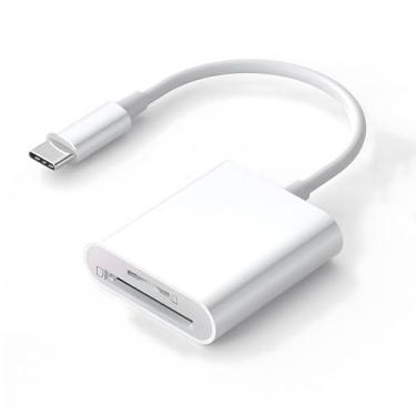 Imagem de esbeecables Leitor de cartão SD USB C, adaptador de cartão de memória de alta velocidade com slot duplo 2 em 1 para cartões SD/MicroSD/SDXC/SDHC/UHS-I, compatível com iPhone 15/16, iPad, MacBook, Mac