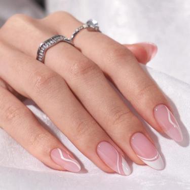 Imagem de Press On Nails Bartbox Medium Soft Gel French Tip White - BTArtbox