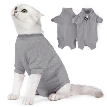 Imagem de Ternos de recuperação de gatos, macacão para cuidados com ferimentos de animais de estimação após cirurgia, a alternativa de colarinho eletrônico para cuidados pós-operatórios curativos pós-cirurgia
